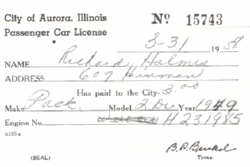 1958 Aurora Matching Certificate