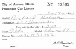 1961 Aurora Matching Certificate