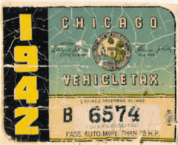 1942 Chicago Vehicle Tax More Than 35HP