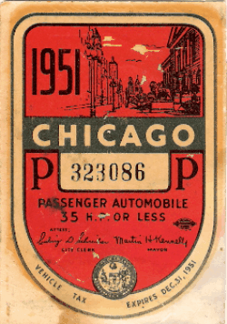 1951 Chicago Vehicle Tax 35HP