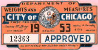 1953 Chicago Approved First Period Dept Weights Measures