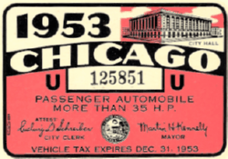 1953 Chicago Vehicle Tax More Than 35HP
