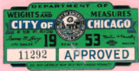 1953 Chicago Approved Second Period Dept Weights Measures