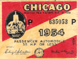 1954 Chicago Vehicle Tax 35HP
