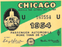 1954 Chicago Vehicle Tax More Than 35HP