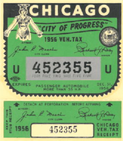 1956 Chicago Veh Tax City of Progress