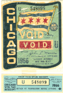 1966 Chicago Veh Tax Passenger More Than 35HP