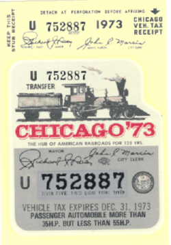 1973 Chicago Vehicle Tax Hub of American Railroads