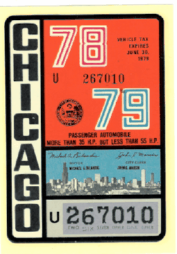 1978/79 Chicago Vehicle Tax More Than 35HP