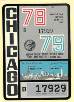 1978/79 Chicago Vehicle Tax Motor Truck