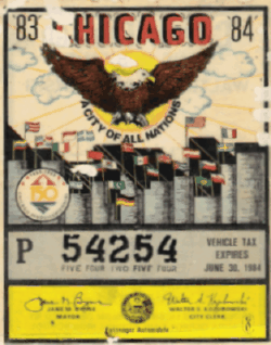 1983/84 Chicago Vehicle Tax City of All Nations B