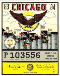 1983/84 Chicago Vehicle Tax City of All Nations A