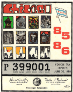 1985/86 Chicago Vehicle Tax Passenger