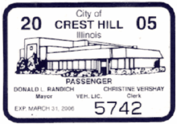 2005/06 Crest Hill Passenger Veh Lic