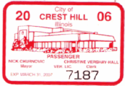 2006/07 Crest Hill Passenger Veh Lic