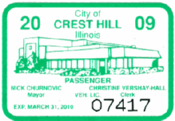 2009/10 Crest Hill Passenger Veh Lic