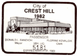 1982/83 Crest Hill Passenger Veh Lic