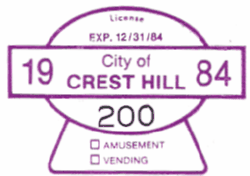 1984 Crest Hill Amusement Vending License