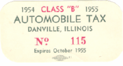 1954/55 Danville Class B Automobile Tax