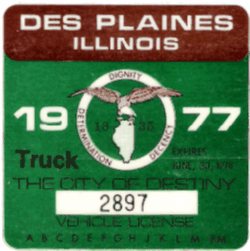 1977 Des Plaines Truck Vehicle License