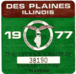 1977 Des Plaines Transfer Vehicle License