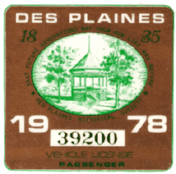 1978 Des Plaines Passenger Vehicle License