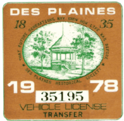 1978 Des Plaines Transfer Vehicle License