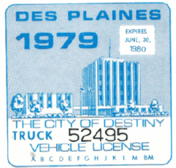 1979/80 Des Plaines Truck Vehicle License