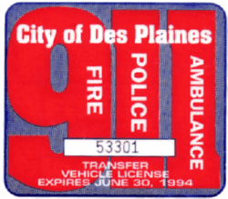 1993/94 Des Plaines Transfer Vehicle License