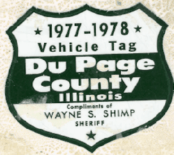 1977/78 Du Page County Vehicle Tag