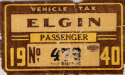 1940 Elgin Passenger Vehicle Tax