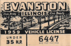 1959 Evanston Vehicle License Under 35HP