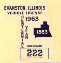 1963 Evanston Duplicate Vehicle License
