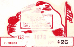 1978 Hodgkins F-Truck Vehicle Tag