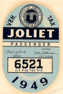 1949 Joliet Passenger Veh Tax