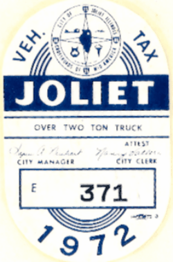 1972 Joliet Over Two Ton Truck Veh Tax