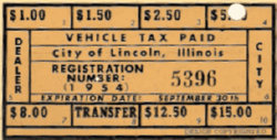 1954 Lincoln Transfer Vehicle Tax