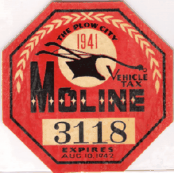1941/42 Moline Vehicle Tax