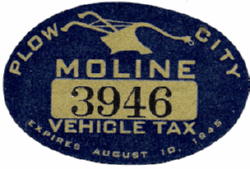 1944/45 Moline Vehicle Tax