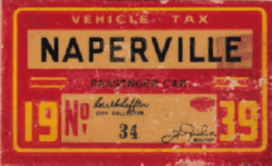 1939 Naperville Passenger Car Vehicle Tax