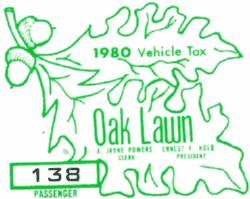 1980 Oak Lawn Passenger Vehicle Tax