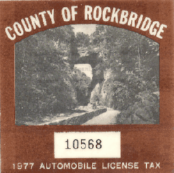 1977 Rockbridge Automobile License Tax