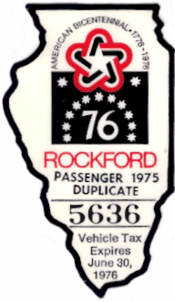 1975/76 Rockford Duplicate Passenger Vehicle Tax