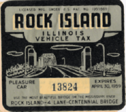 1958/59 Rock Island Pleasure Car Vehicle Tax