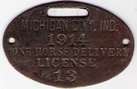 1914 1 Horse Delivery License Michigan City