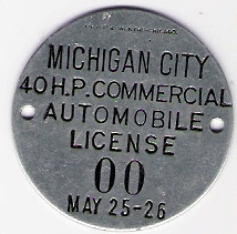 May 25-26 40 H.P. Commercial Automobile License Michigan City