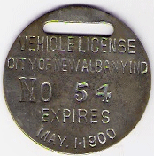 1999/1900 Vehicle License New Albany