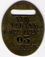 1933 Vehicle License New Albany