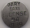 1939 Taxi License Gary