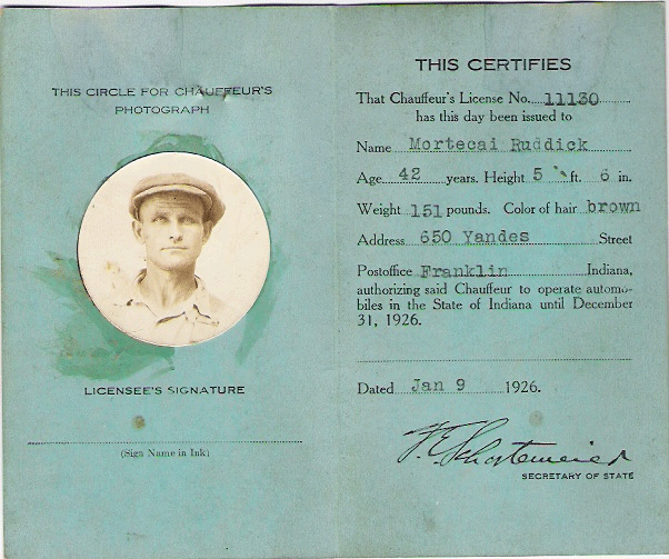 1926 Matching License front